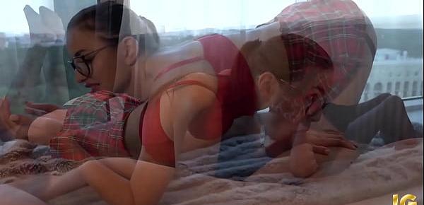 Deep Blowjob and Handjob Huge Cock from Horny Brunette